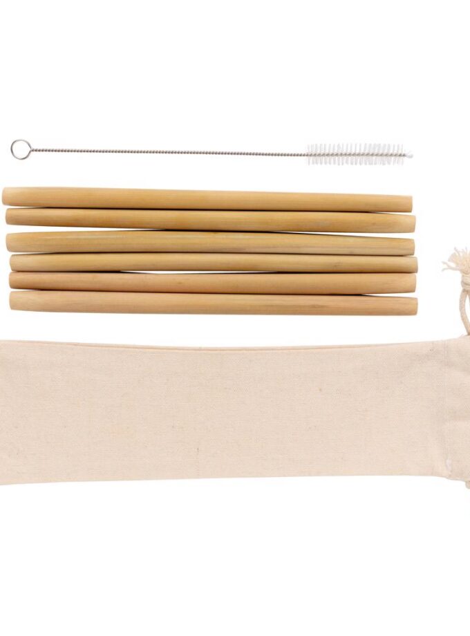 ECO STRAWS - Slamke od bambusa za višekratnu upotrebu, 6 kom / Reusable ECO bamboo drinking straw set 6 pcs